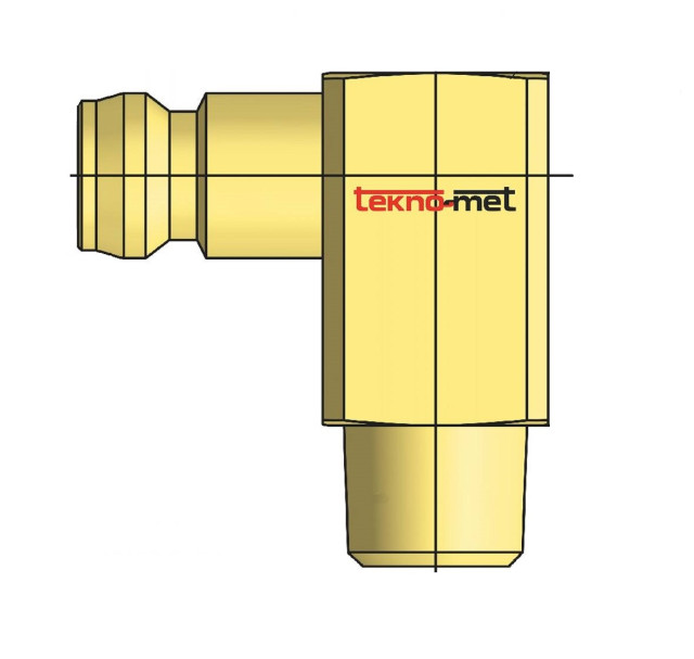 Náustek s vnějším závitem, 90°
